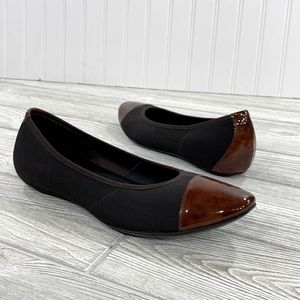 Donald J. Pliner Couture Brown Patent Cap Toe Flats - sz 7.5